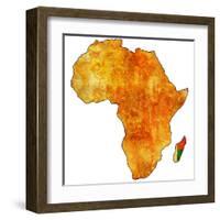 Madagascar on Actual Map of Africa-michal812-Framed Art Print