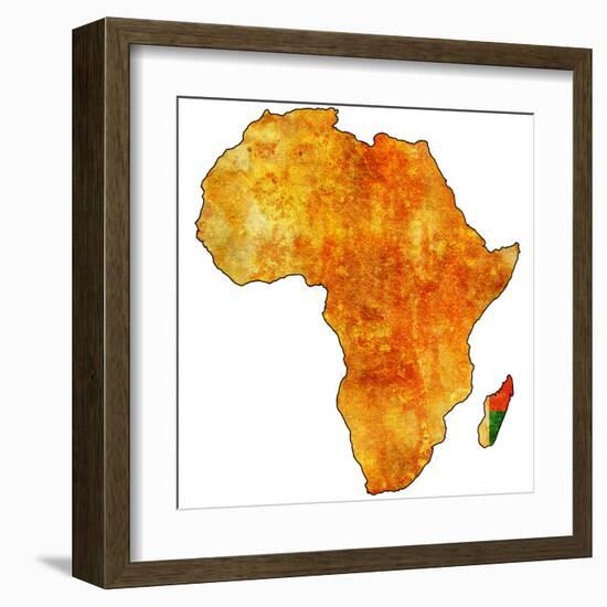 Madagascar on Actual Map of Africa-michal812-Framed Art Print