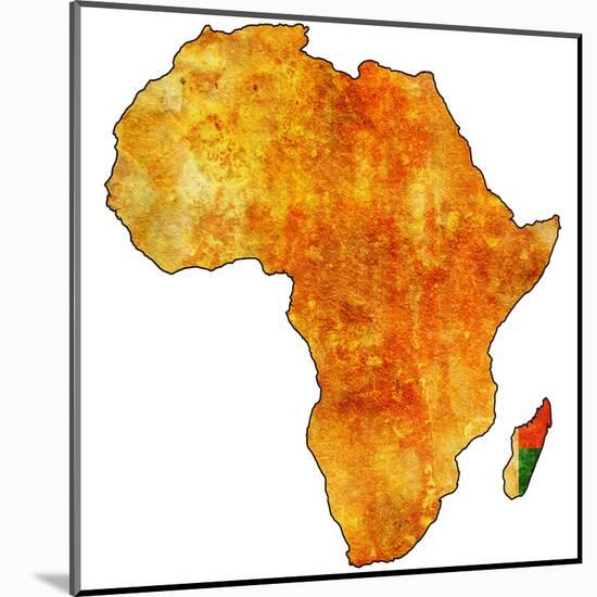 Madagascar on Actual Map of Africa-michal812-Mounted Art Print