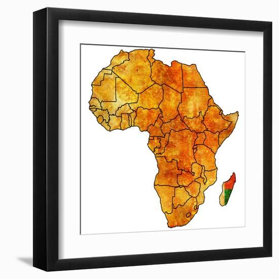 Madagascar on Actual Map of Africa-michal812-Framed Art Print