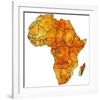 Madagascar on Actual Map of Africa-michal812-Framed Art Print