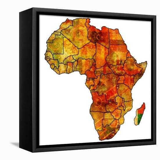 Madagascar on Actual Map of Africa-michal812-Framed Stretched Canvas