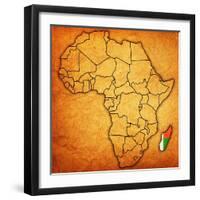 Madagascar on Actual Map of Africa-michal812-Framed Art Print