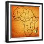 Madagascar on Actual Map of Africa-michal812-Framed Art Print