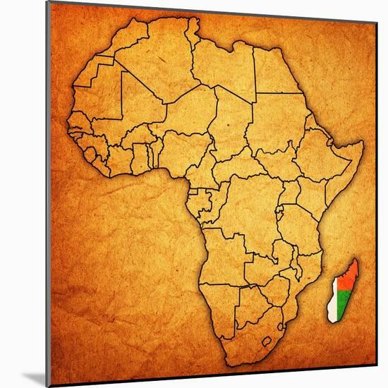 Madagascar on Actual Map of Africa-michal812-Mounted Art Print