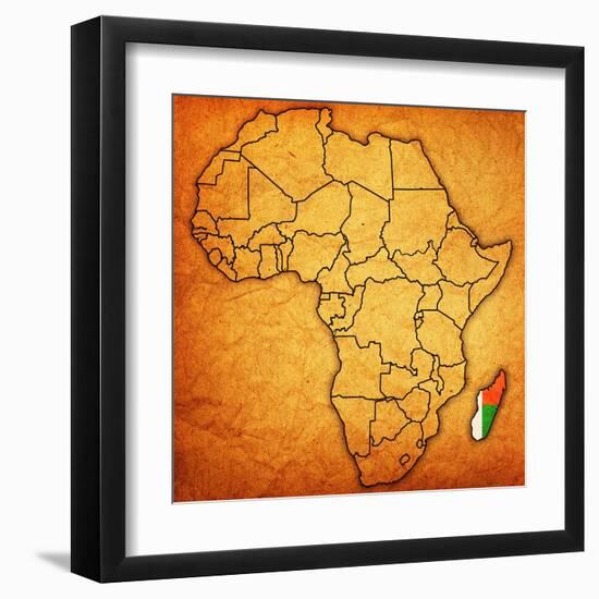 Madagascar on Actual Map of Africa-michal812-Framed Art Print