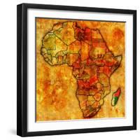 Madagascar on Actual Map of Africa-michal812-Framed Art Print