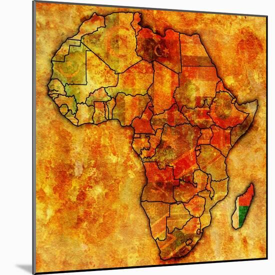 Madagascar on Actual Map of Africa-michal812-Mounted Art Print