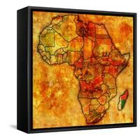 Madagascar on Actual Map of Africa-michal812-Framed Stretched Canvas