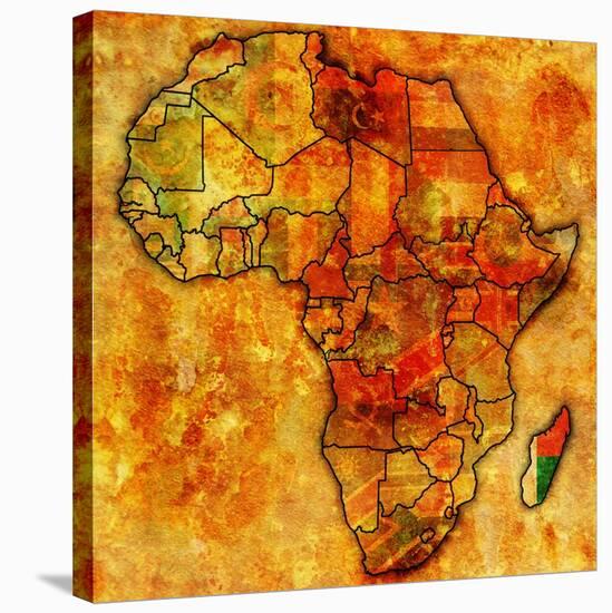 Madagascar on Actual Map of Africa-michal812-Stretched Canvas