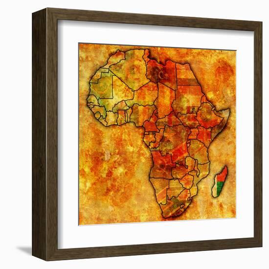 Madagascar on Actual Map of Africa-michal812-Framed Art Print