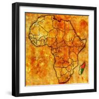 Madagascar on Actual Map of Africa-michal812-Framed Art Print