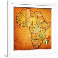 Madagascar on Actual Map of Africa-michal812-Framed Art Print