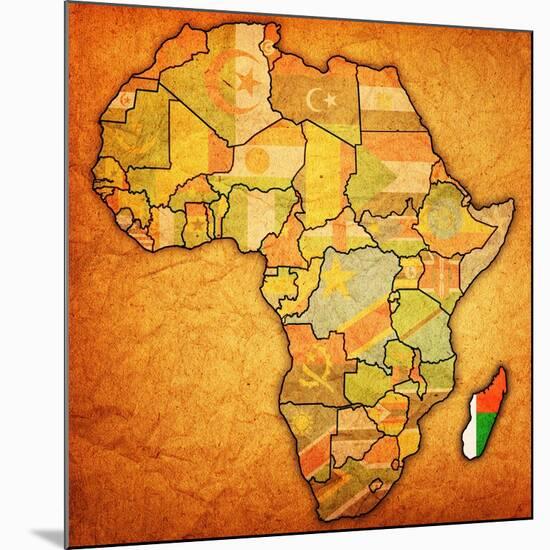 Madagascar on Actual Map of Africa-michal812-Mounted Art Print