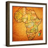 Madagascar on Actual Map of Africa-michal812-Framed Art Print