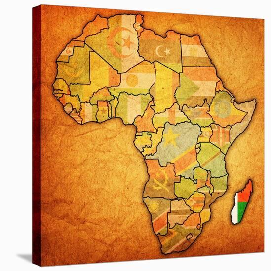 Madagascar on Actual Map of Africa-michal812-Stretched Canvas