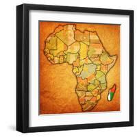 Madagascar on Actual Map of Africa-michal812-Framed Art Print