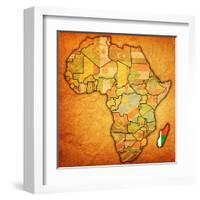 Madagascar on Actual Map of Africa-michal812-Framed Art Print