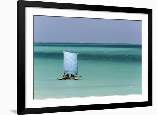 Madagascar, Salary, a Pirogue Sailing in the Blue Sea-Roberto Cattini-Framed Photographic Print