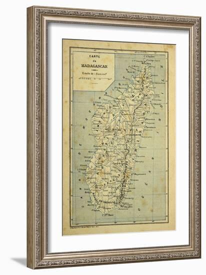 Madagascar War 1885-95, Map of Madagascar-Louis Bombled-Framed Art Print