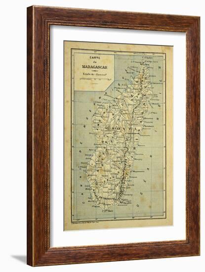 Madagascar War 1885-95, Map of Madagascar-Louis Bombled-Framed Art Print