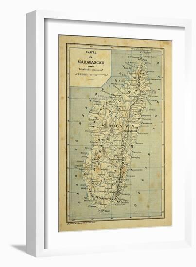 Madagascar War 1885-95, Map of Madagascar-Louis Bombled-Framed Art Print