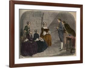 Madam Calas, with her two daughters, listens to the verdict of the trial of her husband-French School-Framed Giclee Print