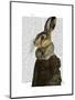 Madam Hare Portrait-Fab Funky-Mounted Art Print