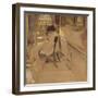 Madam Hessel Sewing under the Lamp, C.1905-Edouard Vuillard-Framed Giclee Print
