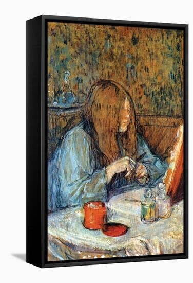 Madam Poupoule On The Toilet-Henri de Toulouse-Lautrec-Framed Stretched Canvas