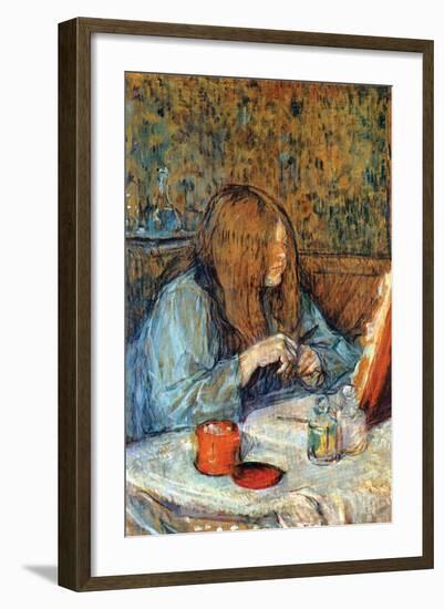 Madam Poupoule On The Toilet-Henri de Toulouse-Lautrec-Framed Art Print