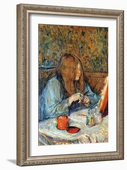 Madam Poupoule On The Toilet-Henri de Toulouse-Lautrec-Framed Art Print