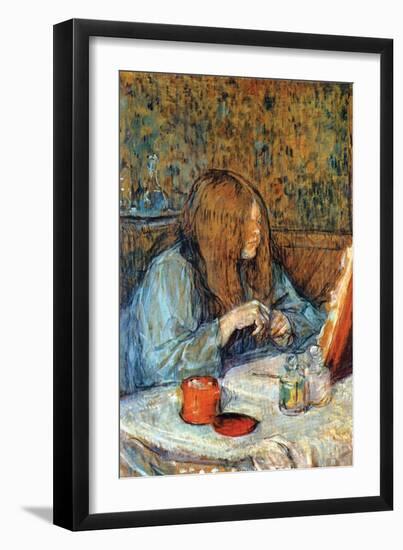 Madam Poupoule On The Toilet-Henri de Toulouse-Lautrec-Framed Art Print