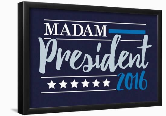 Madam President 2016 Navy Banner-null-Framed Poster
