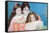 Madame A.F. Aude with Her Two Daughters-Mary Cassatt-Framed Stretched Canvas