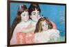 Madame A.F. Aude with Her Two Daughters-Mary Cassatt-Framed Art Print