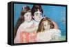 Madame A.F. Aude with Her Two Daughters-Mary Cassatt-Framed Stretched Canvas