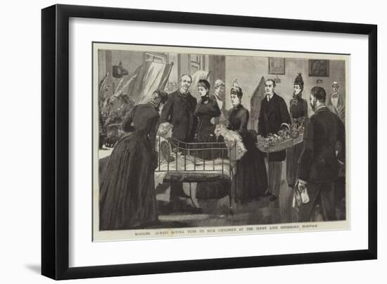 Madame Albani Giving Toys to Sick Children at the Jenny Lind Infirmary, Norwich-null-Framed Giclee Print