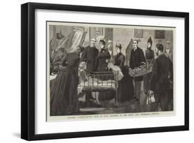 Madame Albani Giving Toys to Sick Children at the Jenny Lind Infirmary, Norwich-null-Framed Giclee Print