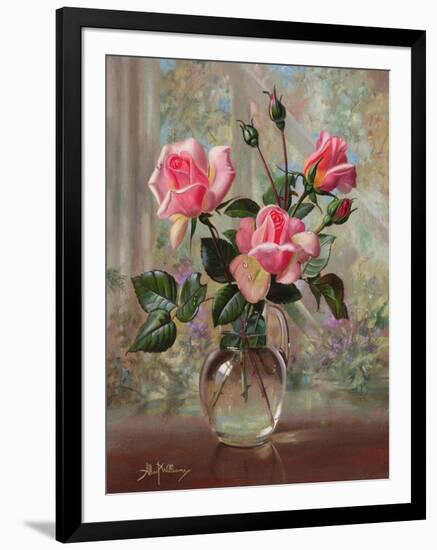 Madame Butterfly Roses in a Glass Vase-Albert Williams-Framed Giclee Print