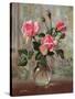 Madame Butterfly Roses in a Glass Vase-Albert Williams-Stretched Canvas