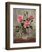 Madame Butterfly Roses in a Glass Vase-Albert Williams-Framed Giclee Print