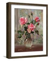 Madame Butterfly Roses in a Glass Vase-Albert Williams-Framed Giclee Print