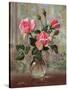 Madame Butterfly Roses in a Glass Vase-Albert Williams-Stretched Canvas