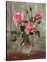 Madame Butterfly Roses in a Glass Vase-Albert Williams-Stretched Canvas