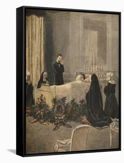 Madame Carnot on Her Deathbed, Illustration from 'Le Petit Journal: Supplement Illustre'-French-Framed Stretched Canvas