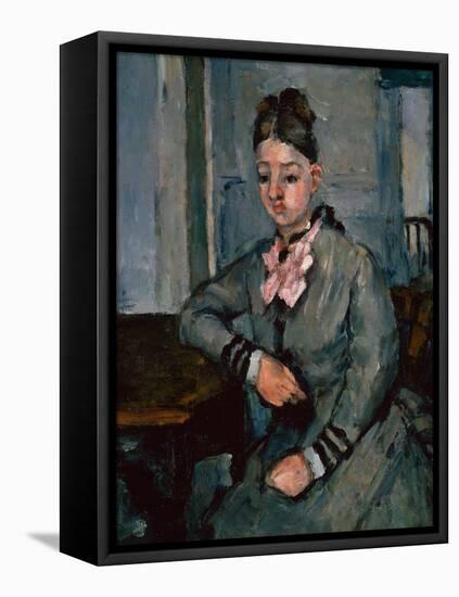 Madame Cezanne Leaning on a Table, circa 1873 by Cezanne-Paul Cezanne-Framed Stretched Canvas