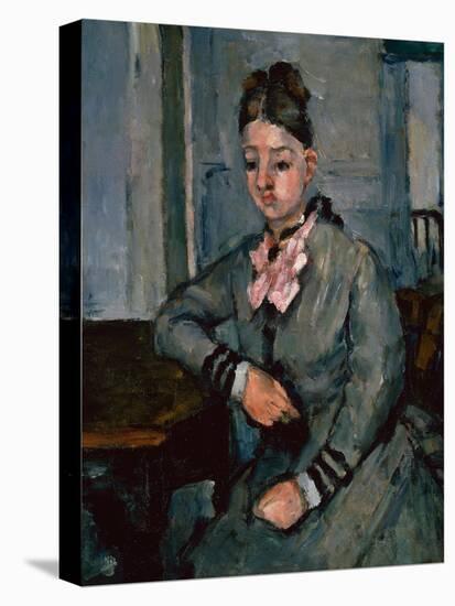 Madame Cezanne Leaning on a Table, circa 1873 by Cezanne-Paul Cezanne-Stretched Canvas