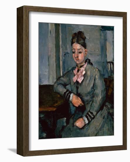 Madame Cezanne Leaning on a Table, circa 1873 by Cezanne-Paul Cezanne-Framed Giclee Print