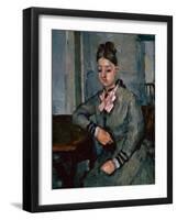 Madame Cezanne Leaning on a Table, circa 1873 by Cezanne-Paul Cezanne-Framed Giclee Print